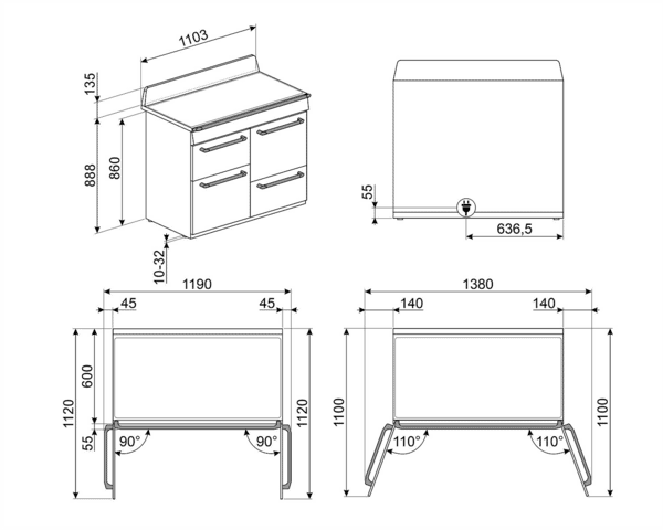 Отдельностоящий варочный центр TR4110IGR2