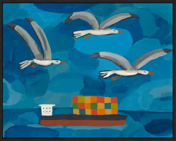 Gulls on the Sea - Canvas Gallery Black