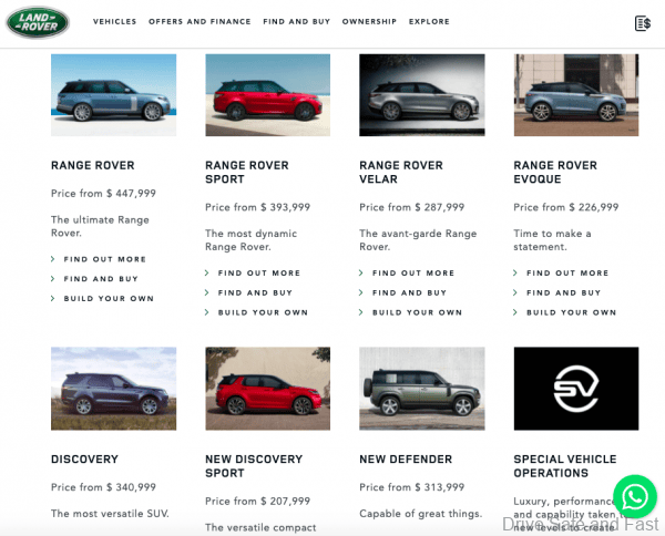 Land Rover prices in Singapore