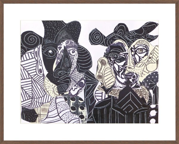 Black and White III - 10cm Mount Board Box Walnut