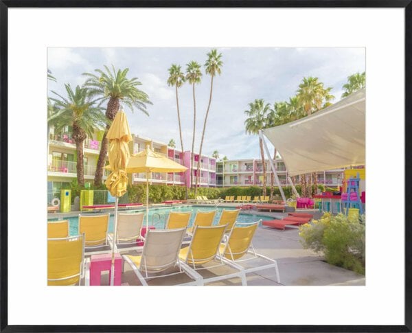 Poolside at the Saguaro Hotel - Palm Springs - 10cm Mount Board Box Black