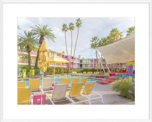Poolside at the Saguaro Hotel - Palm Springs - 10cm Mount Board Box White