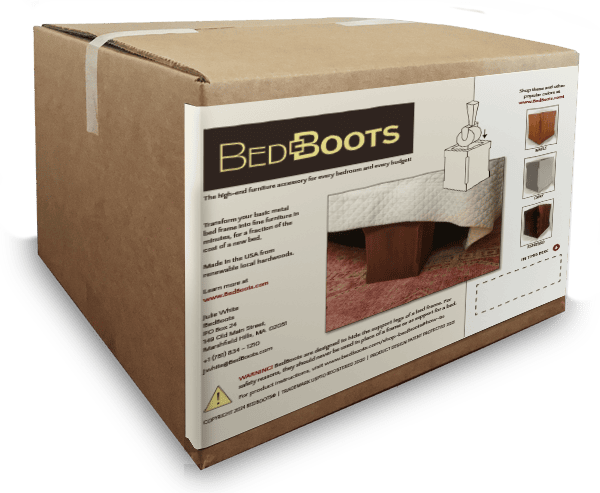 Bedboots shipping box with illustrated label