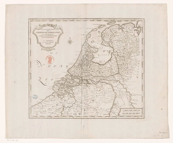 Museumkwaliteit reproductie van de oude kaart Nederland 16e eeuw van Isaak Tirion.