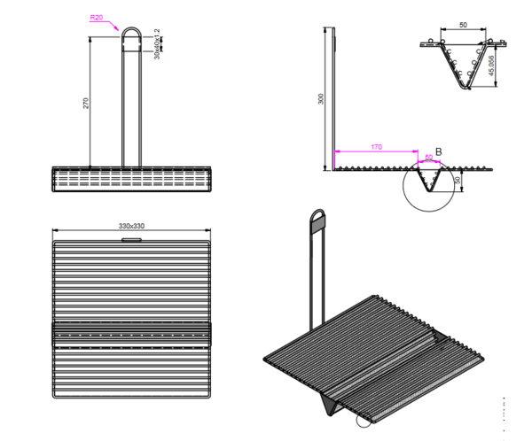 Quality Industries Stainless Steel Sediment Tray, 330mmx330mm, 50mm Deep Offset - Image 3
