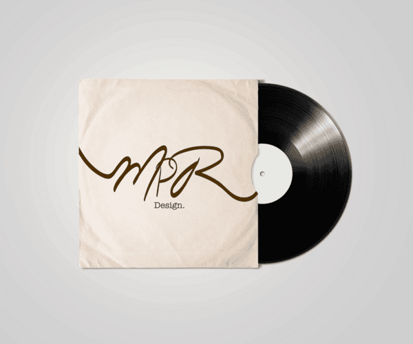 Vinyl record with "MPR Design" on a vintage-style album cover.
