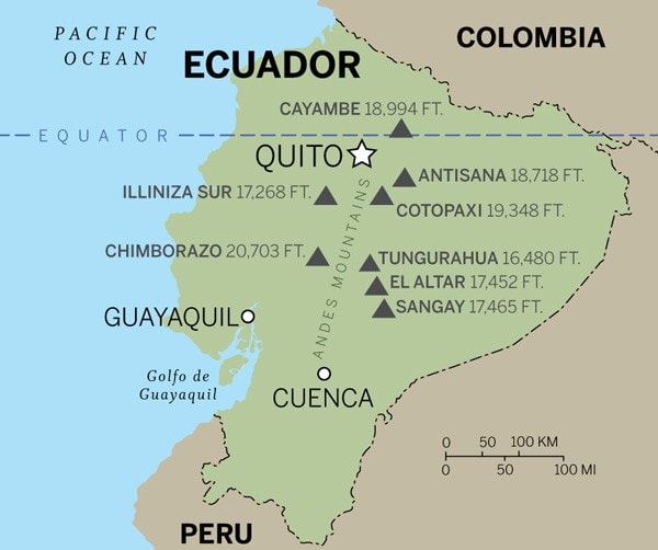 Avenue of the Volcanoes map