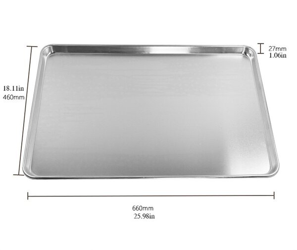 Baking Tray, Aluminum, 660x460x27 mm, ~26x18x1 in - Image 2