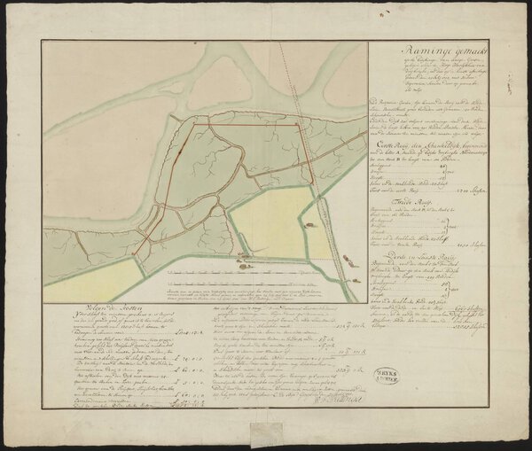 Museumkwaliteit reproductie van de oude kaart Vrijbergen 1712 met de gorzen onder de hoge heerlijkheid Vrijbergen in de Hoeksche Waard.