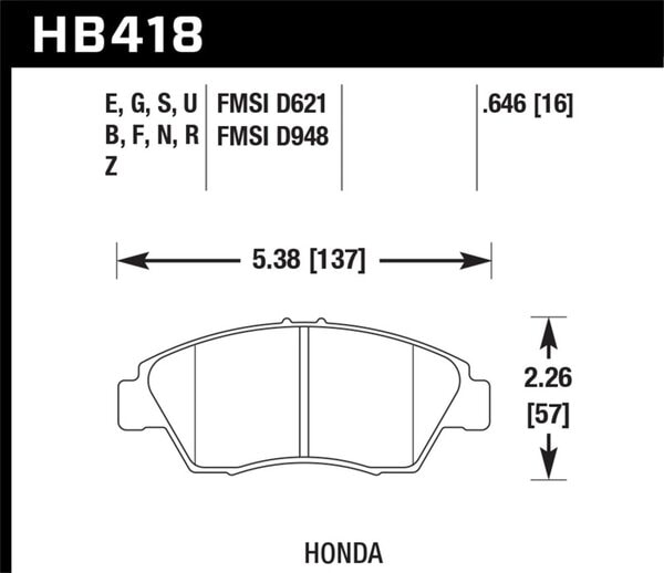 hawkHB418B.646: HAWK HPS 5.0 Brake Pad Sets
