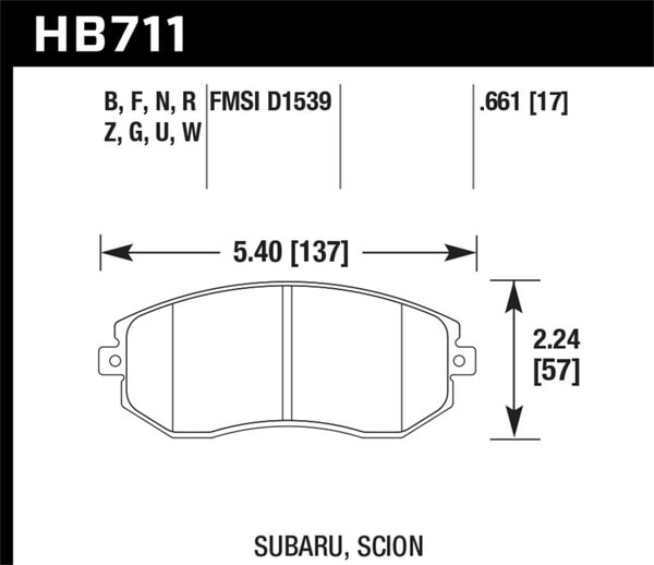 HB711B.661: HAWK HPS 5.0 Brake Pad Sets