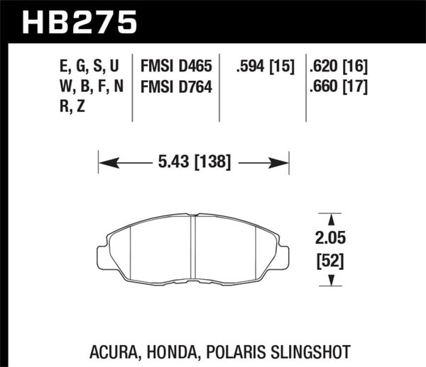HB275N.620: HAWK HP+ Brake Pad Sets