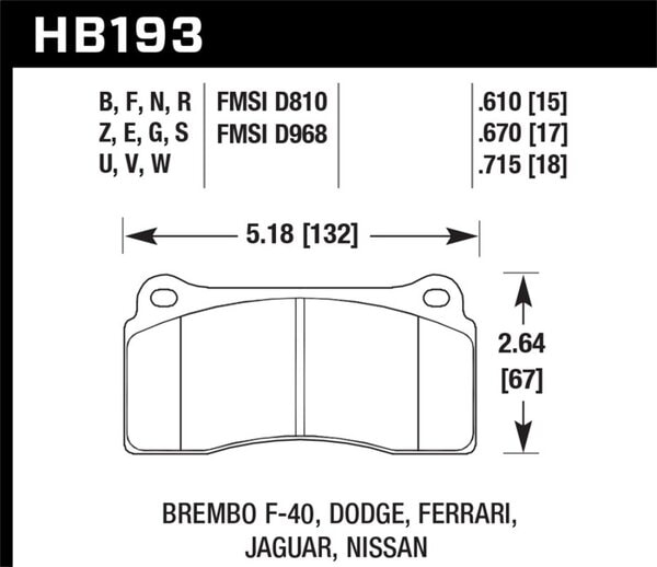 HB193F.670: HAWK HPS Brake Pad Sets