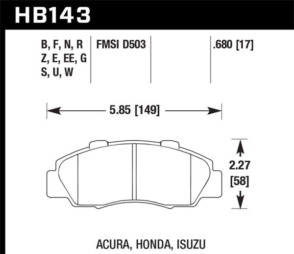 HB143F.680: HAWK HPS Brake Pad Sets
