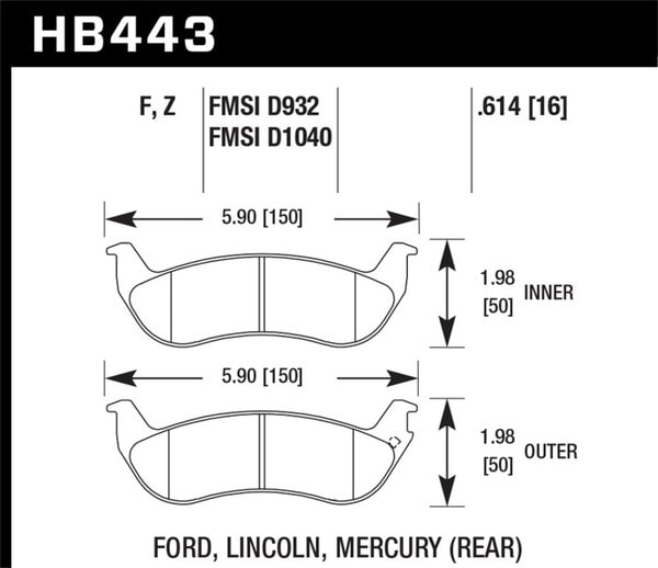 HB443F.614: HAWK HPS Brake Pad Sets