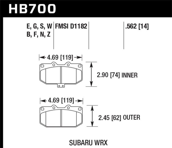 HB700F.562: HAWK HPS Brake Pad Sets