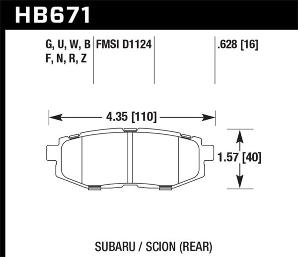 HB671S.628: HAWK HT-10 Brake Pad Sets