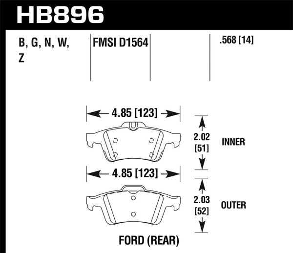 HB896B.568: HAWK HPS 5.0 Brake Pad Sets