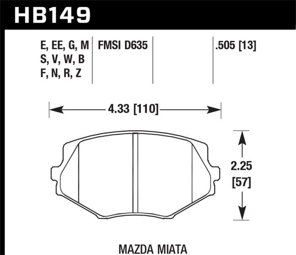 HB149N.505: HAWK HP+ Brake Pad Sets
