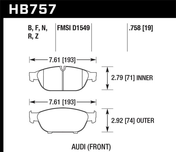 HB757B.758: HAWK HPS 5.0 Brake Pad Sets