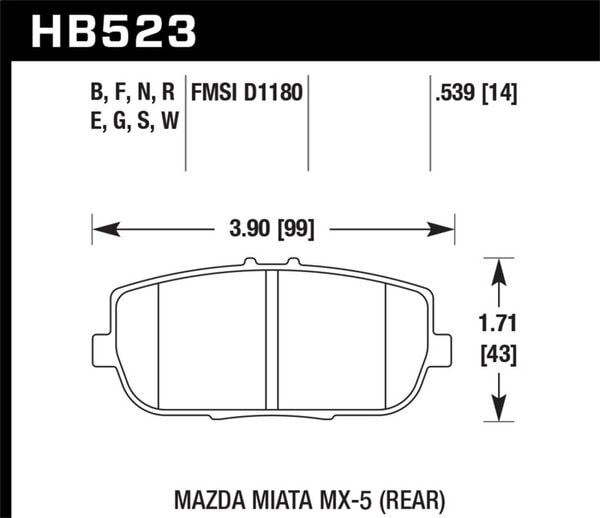 HB523F.539: HAWK HPS Brake Pad Sets