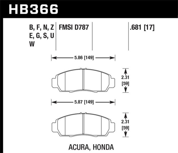 HB366B.681: HAWK HPS 5.0 Brake Pad Sets