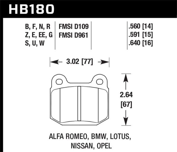 HB180W.560: HAWK DTC-30 Brake Pad Sets