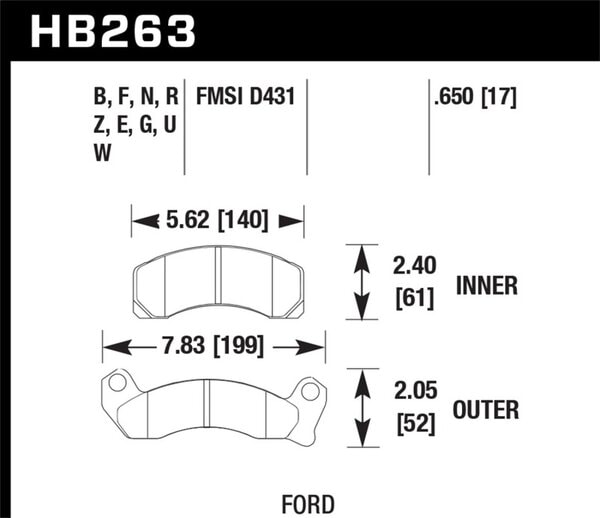 HB263Z.650: HAWK Ceramic Brake Pad Sets