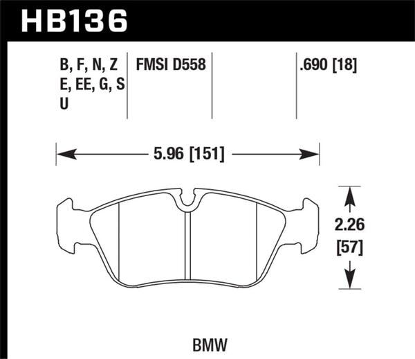 HB136G.690: HAWK DTC-60 Brake Pad Sets