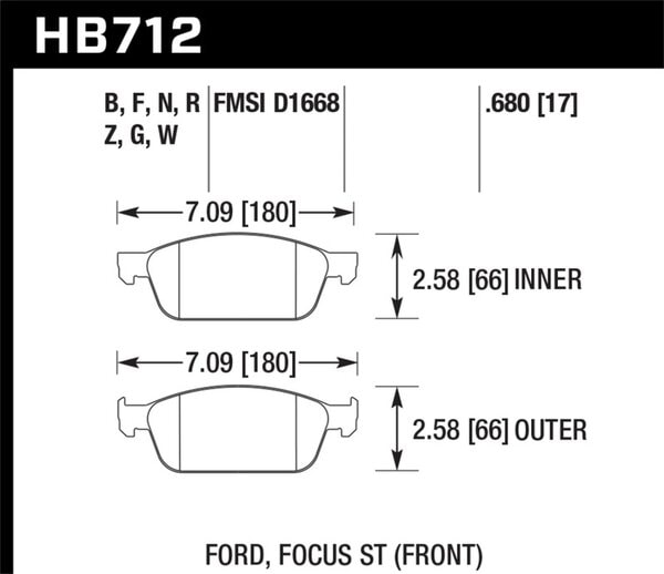HB712N.680: HAWK HP+ Brake Pad Sets
