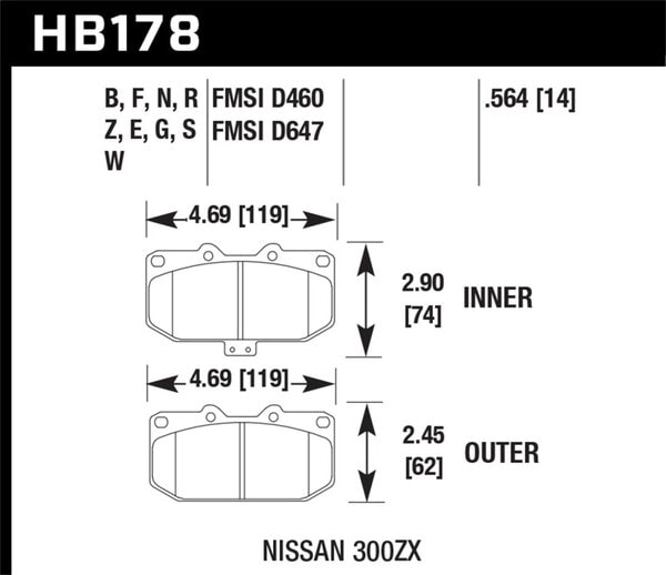 HB178B.564: HAWK HPS 5.0 Brake Pad Sets