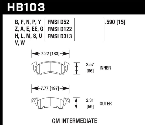 HB103N.590: HAWK HP+ Brake Pad Sets