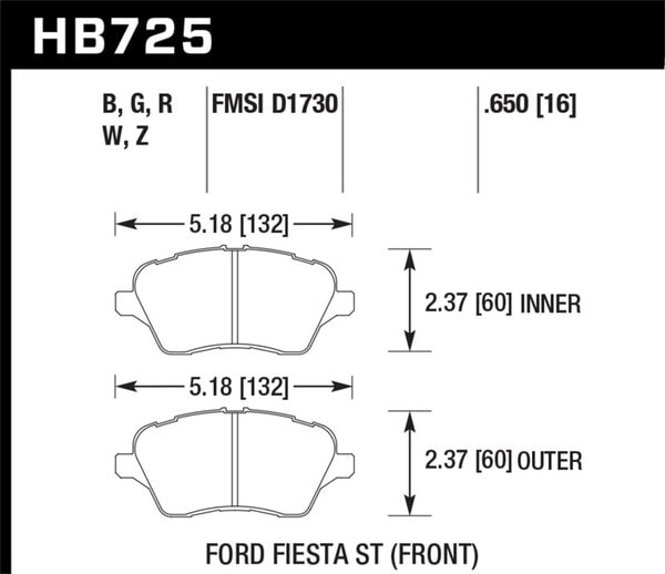 HB725Z.650: HAWK Ceramic Brake Pad Sets