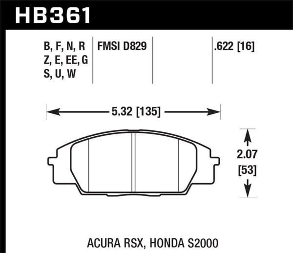 HB361W.622: HAWK DTC-30 Brake Pad Sets