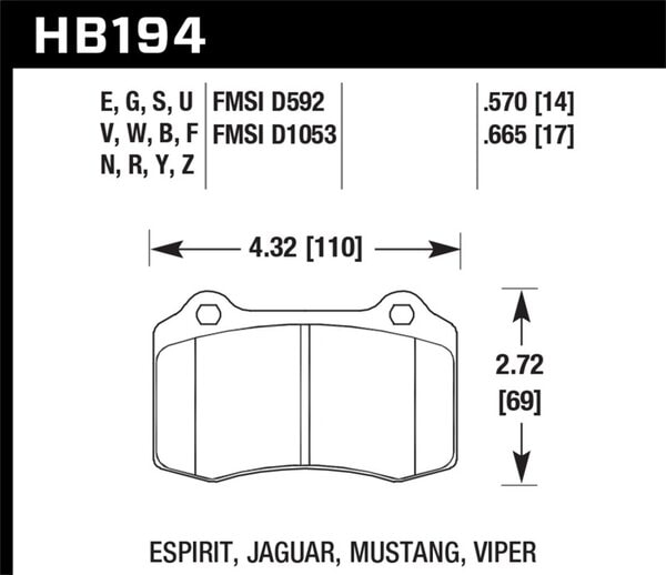 HB194B.665: HAWK HPS 5.0 Brake Pad Sets