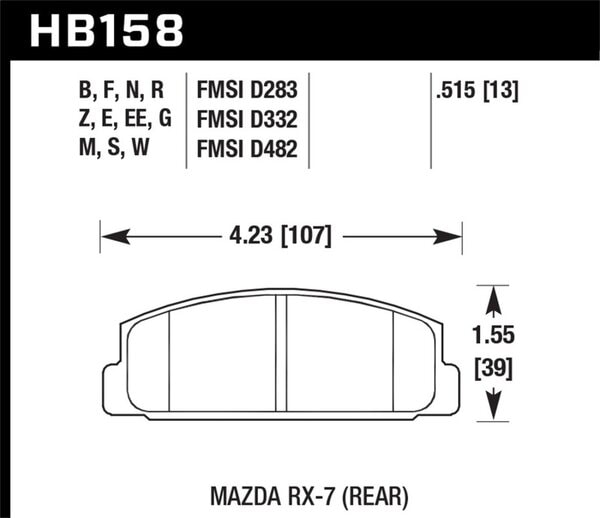 HB158F.515: HAWK HPS Brake Pad Sets