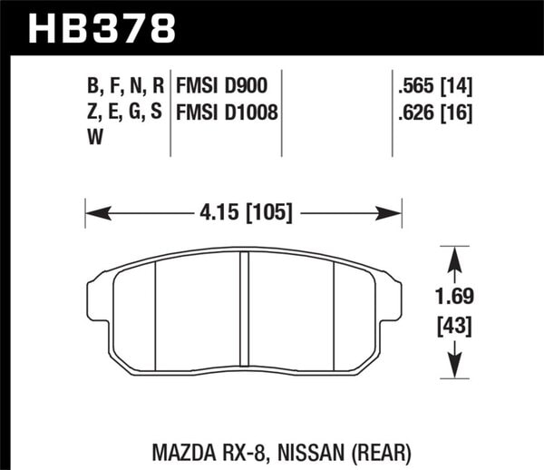HB378N.565: HAWK HP+ Brake Pad Sets