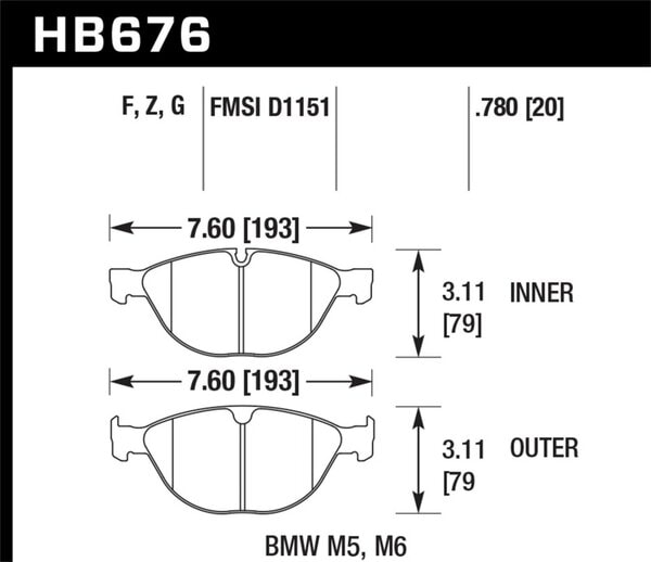 HB676F.780: HAWK HPS Brake Pad Sets