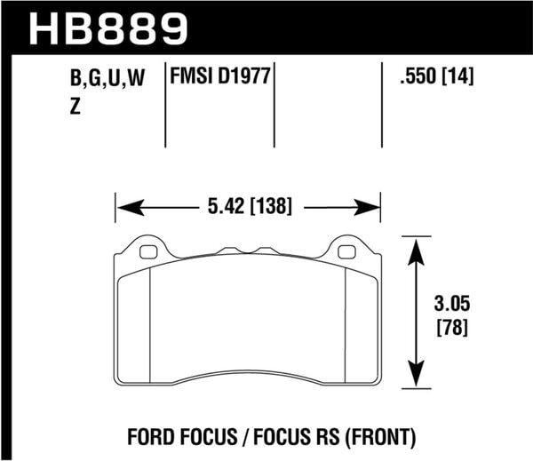 HB889G.550: HAWK DTC-60 Brake Pad Sets