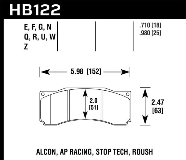 HB122U.710: HAWK DTC-70 Brake Pad Sets
