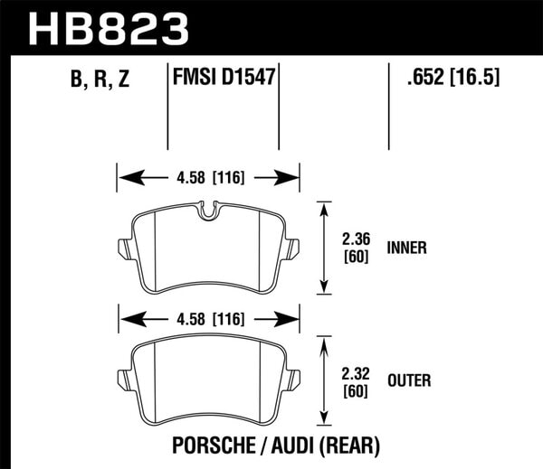 HB823B.652: HAWK HPS 5.0 Brake Pad Sets