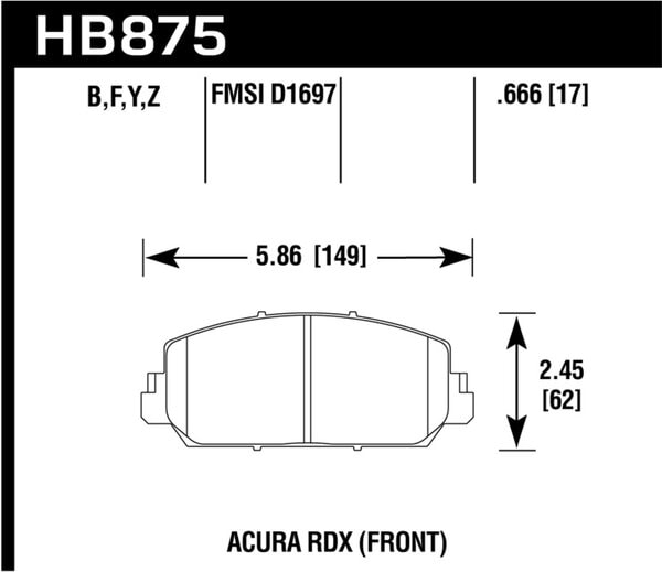 HB875B.666: HAWK HPS 5.0 Brake Pad Sets