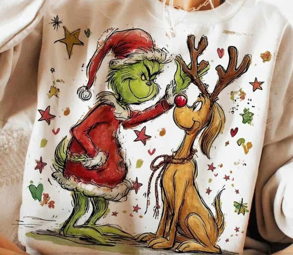 Grinch and Max Christmas Cute Holiday Grinch Scene Design