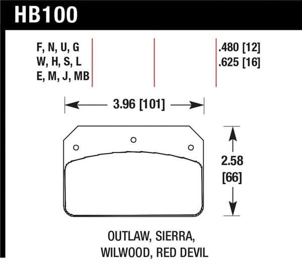 HB100W.480: HAWK DTC-30 Brake Pad Sets