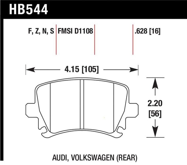 HB544B.628: HAWK HPS 5.0 Brake Pad Sets