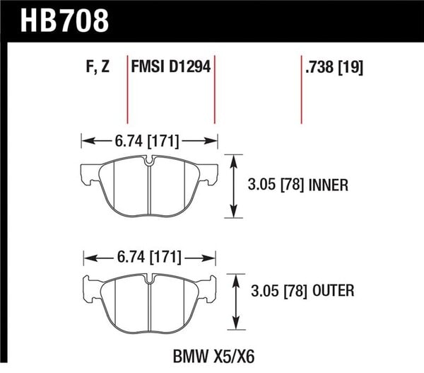 HB708F.738: HAWK HPS Brake Pad Sets