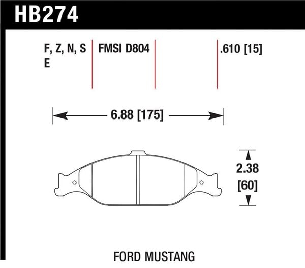HB274N.610: HAWK HP+ Brake Pad Sets