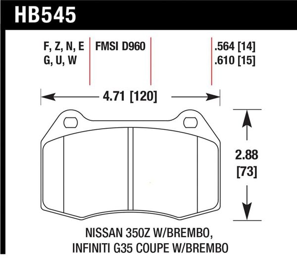 HB545B.564: HAWK HPS 5.0 Brake Pad Sets