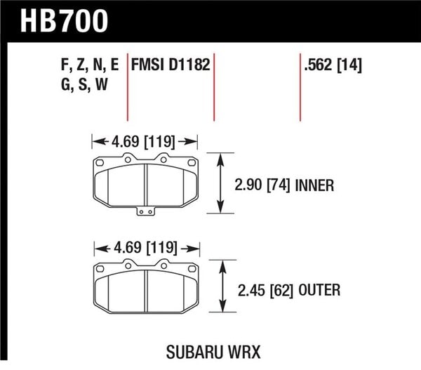 HB700F.562: HAWK HPS Brake Pad Sets