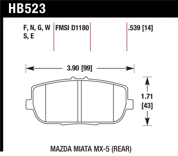 HB523F.539: HAWK HPS Brake Pad Sets